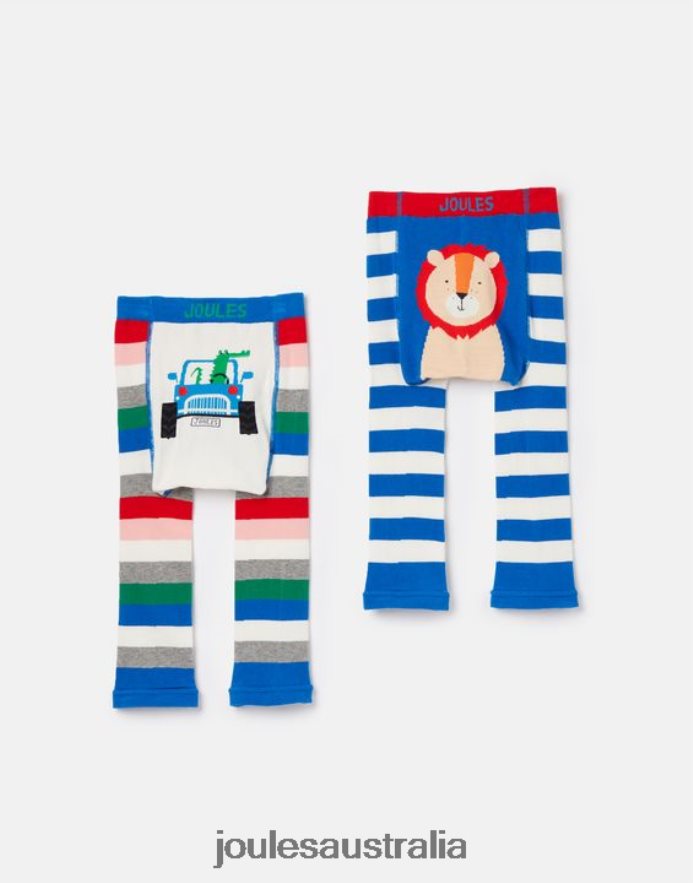 Joules Apparel Babies Lively 2 Pack Character Leggings NVVNL408 CROCODILE LION