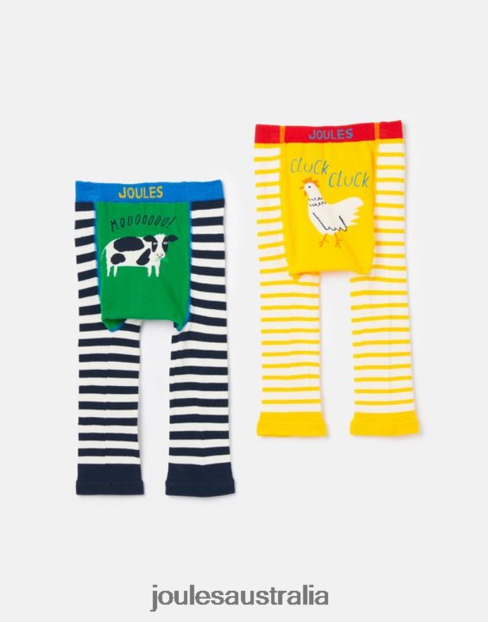 Joules Apparel Babies Lively 2 Pack Character Leggings NVVNL423 COW CHICK