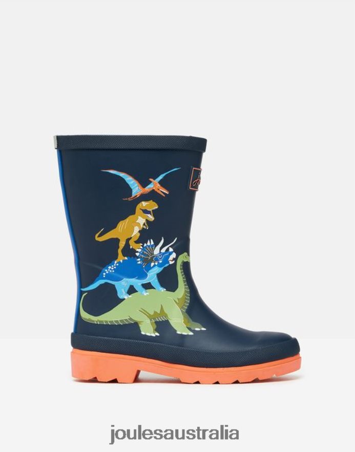 Joules Footwear Boys Printed Wellies NVVNL388 DINOSAUR FRENCH NAVY