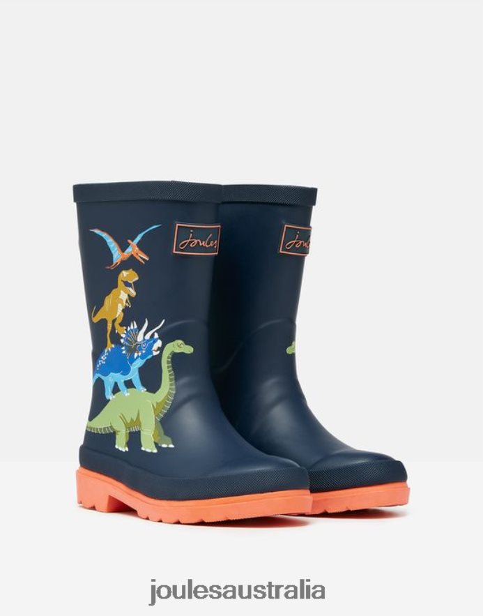 Joules Footwear Boys Printed Wellies NVVNL388 DINOSAUR FRENCH NAVY