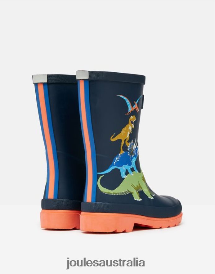 Joules Footwear Boys Printed Wellies NVVNL388 DINOSAUR FRENCH NAVY