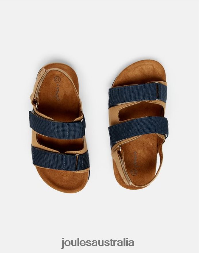 Joules Footwear Boys Toby Velcro Strap Sandals NVVNL389 TAN NAVY