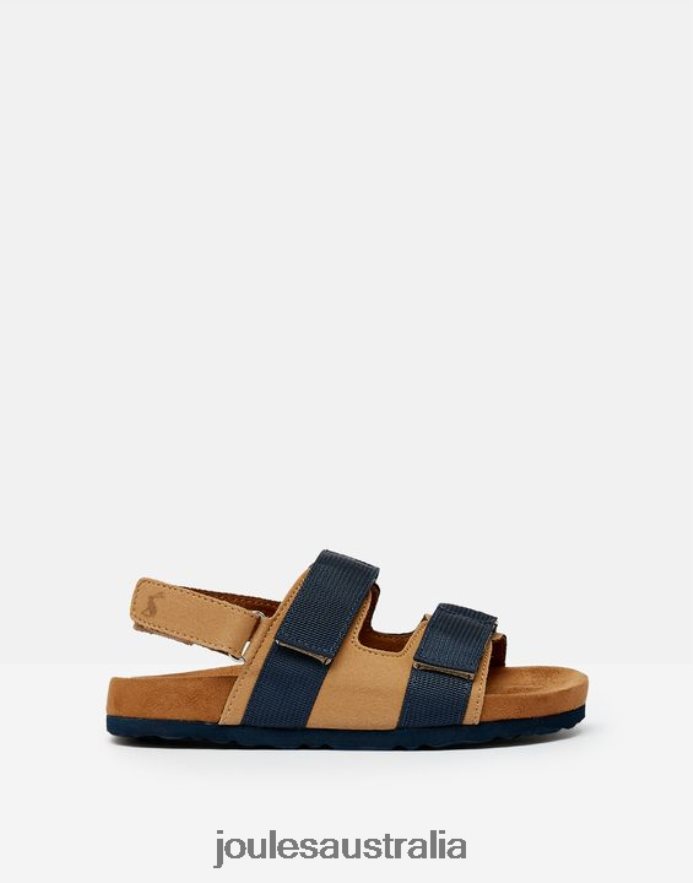 Joules Footwear Boys Toby Velcro Strap Sandals NVVNL389 TAN NAVY