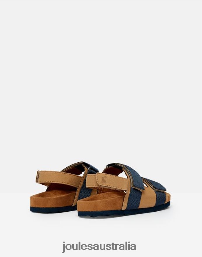 Joules Footwear Boys Toby Velcro Strap Sandals NVVNL389 TAN NAVY