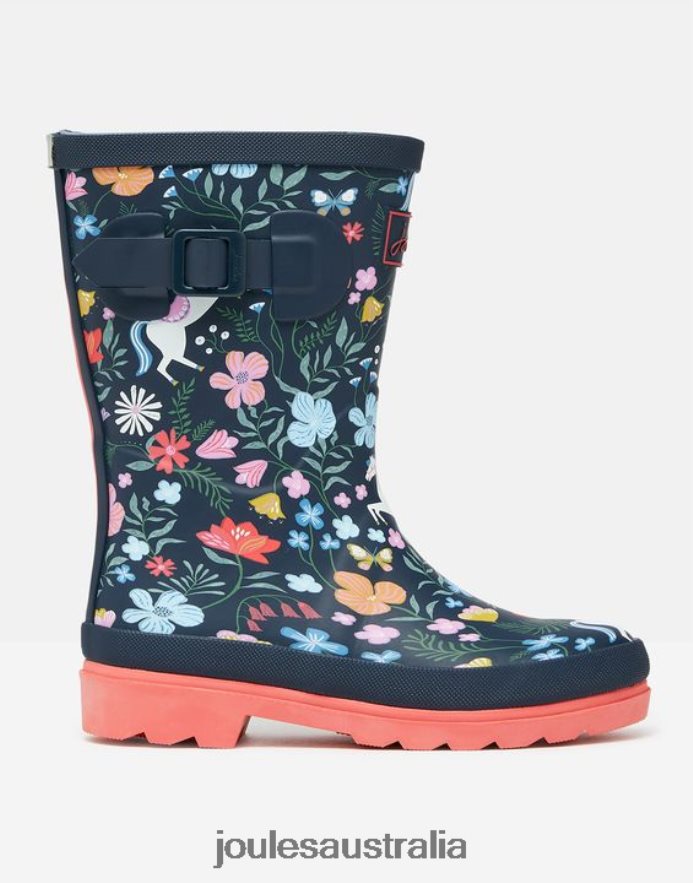 Joules Footwear Girls Printed Rain Boots NVVNL330 EQUESTRIAN NAVY