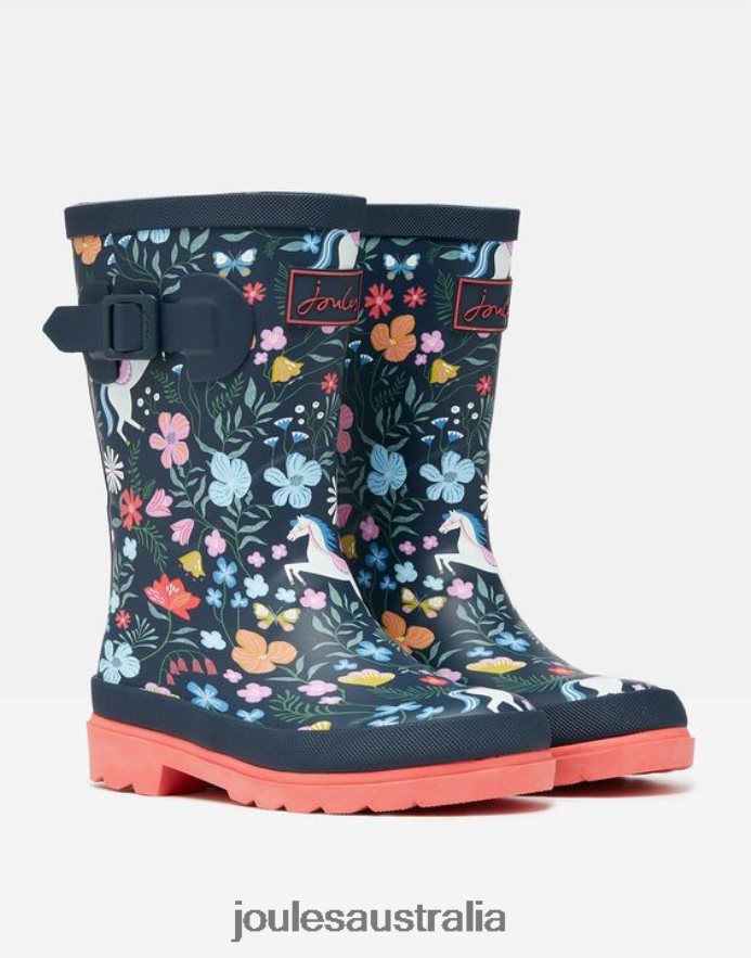 Joules Footwear Girls Printed Rain Boots NVVNL330 EQUESTRIAN NAVY