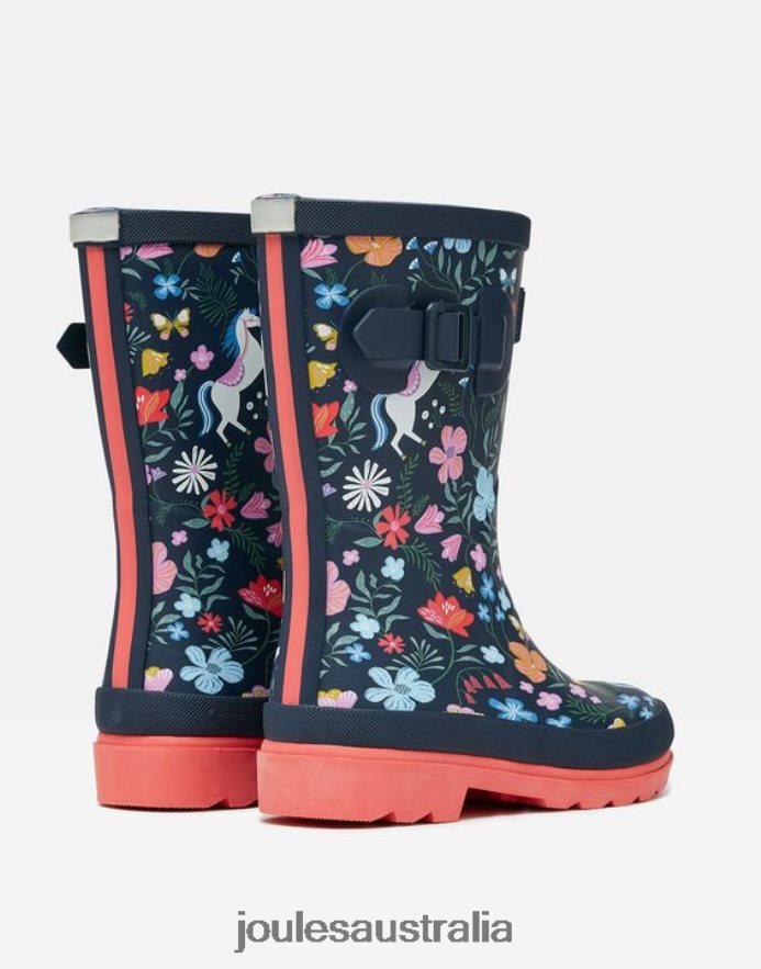 Joules Footwear Girls Printed Rain Boots NVVNL330 EQUESTRIAN NAVY