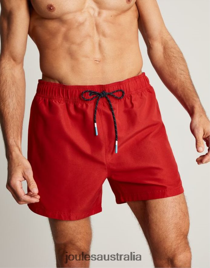 Joules Apparel Men Galley Plain Swim Trunks NVVNL234 RED