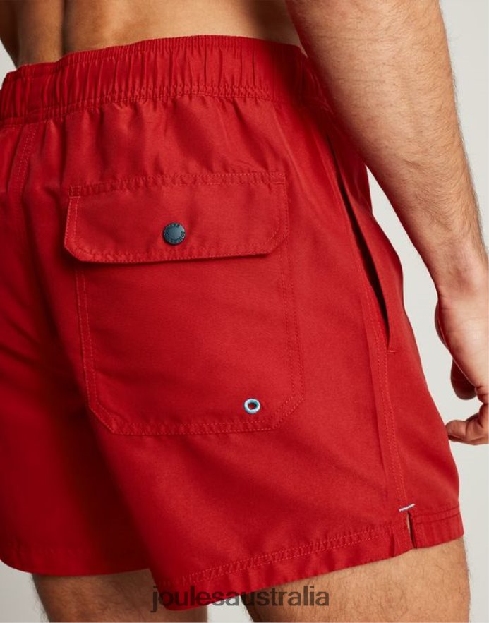 Joules Apparel Men Galley Plain Swim Trunks NVVNL234 RED