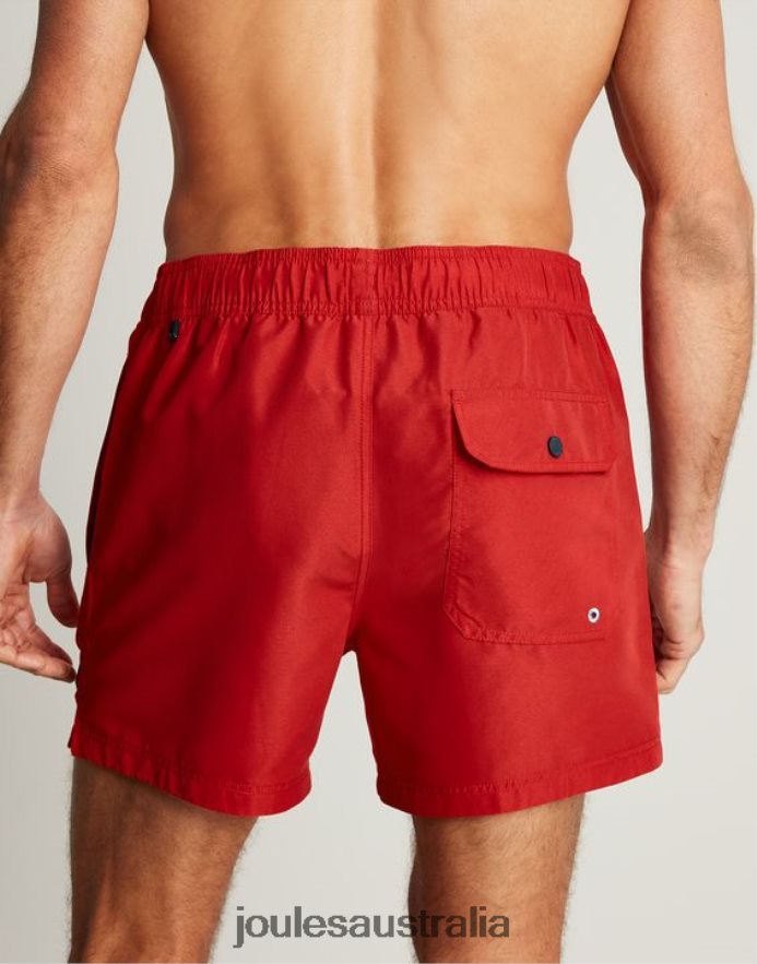 Joules Apparel Men Galley Plain Swim Trunks NVVNL234 RED