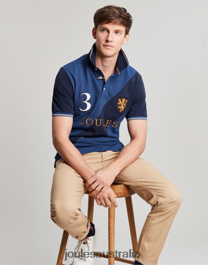 Joules Apparel Men Embellished Polo Shirt NVVNL216 DEEP BLUE