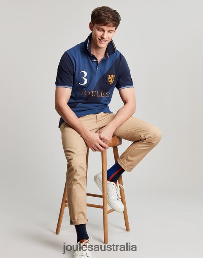 Joules Apparel Men Embellished Polo Shirt NVVNL216 DEEP BLUE