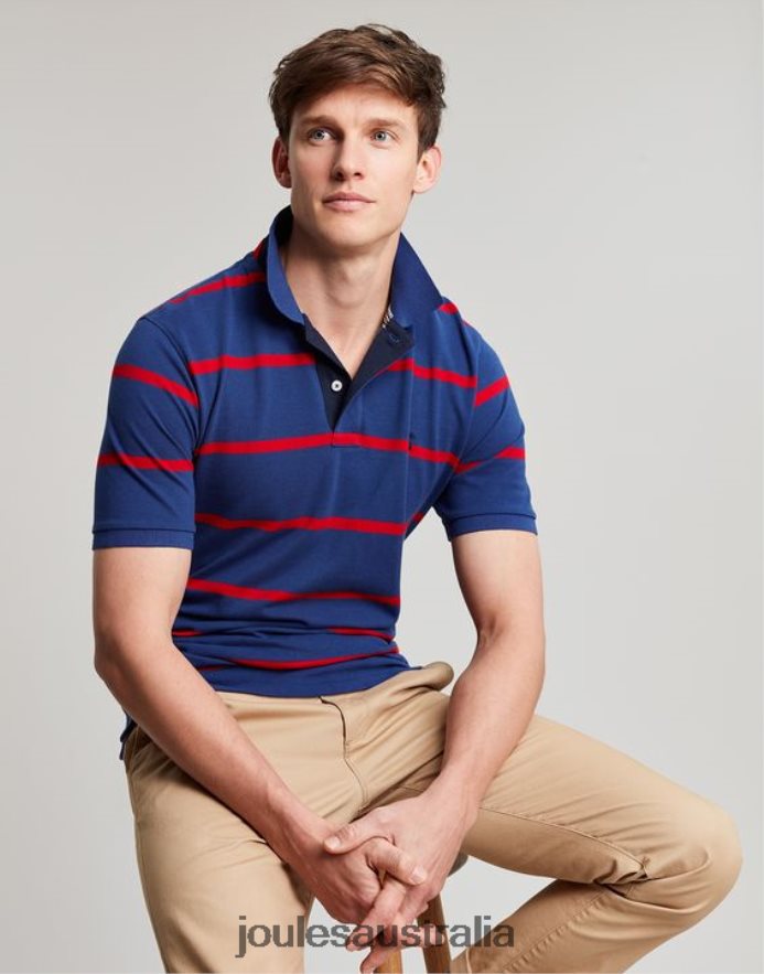 Joules Apparel Men Filbert Polo Shirt NVVNL217 NAVY RED STRIPE