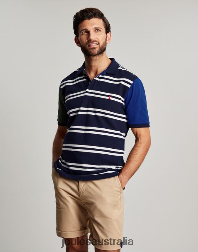 Joules Apparel Men Woody Polo Shirt NVVNL186 NAVY WHITE STRIPE