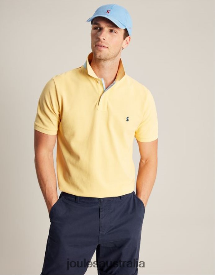 Joules Apparel Men Woody Polo Shirt NVVNL187 PALE YELLOW