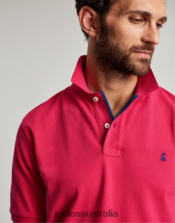 Joules Apparel Men Woody Polo Shirt NVVNL196 DEEP RASPBERRY