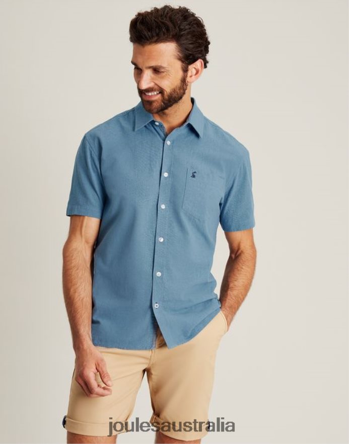 Joules Apparel Men Breaker Linen Shirt NVVNL228 BLUE