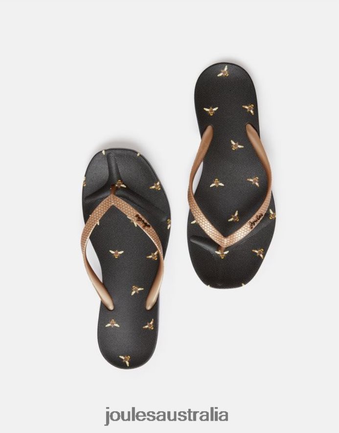 Joules Footwear Women Sunvale Flip Flops NVVNL151 BLACK BEE