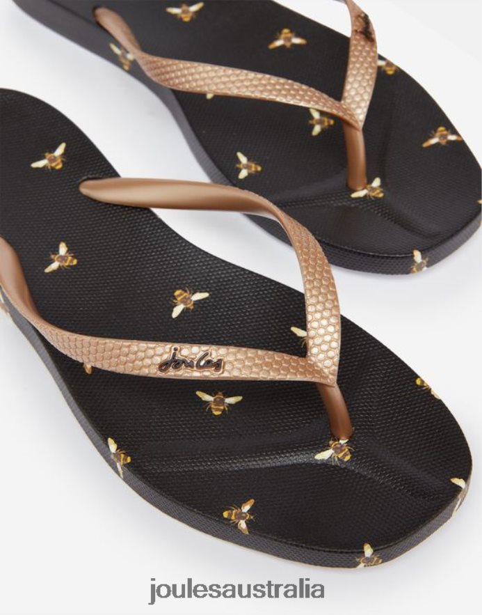 Joules Footwear Women Sunvale Flip Flops NVVNL151 BLACK BEE