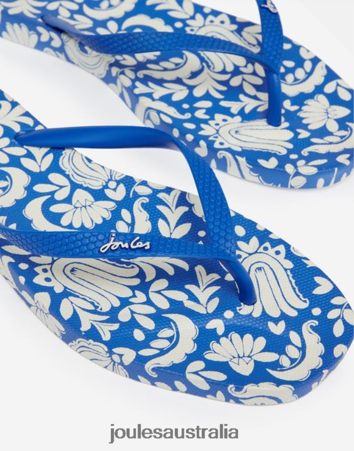 Joules Footwear Women Sunvale Flip Flops NVVNL152 INDI MOSAIC BLUE