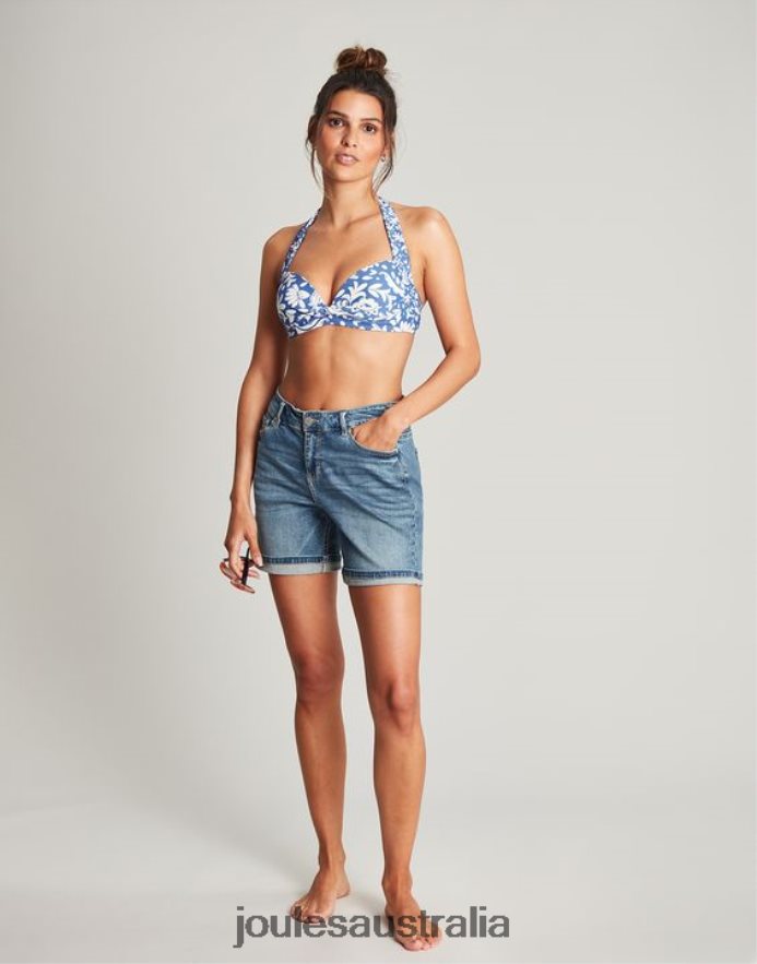 Joules Apparel Women Jasmine Bikini Top NVVNL131 BLUE MOSAIC