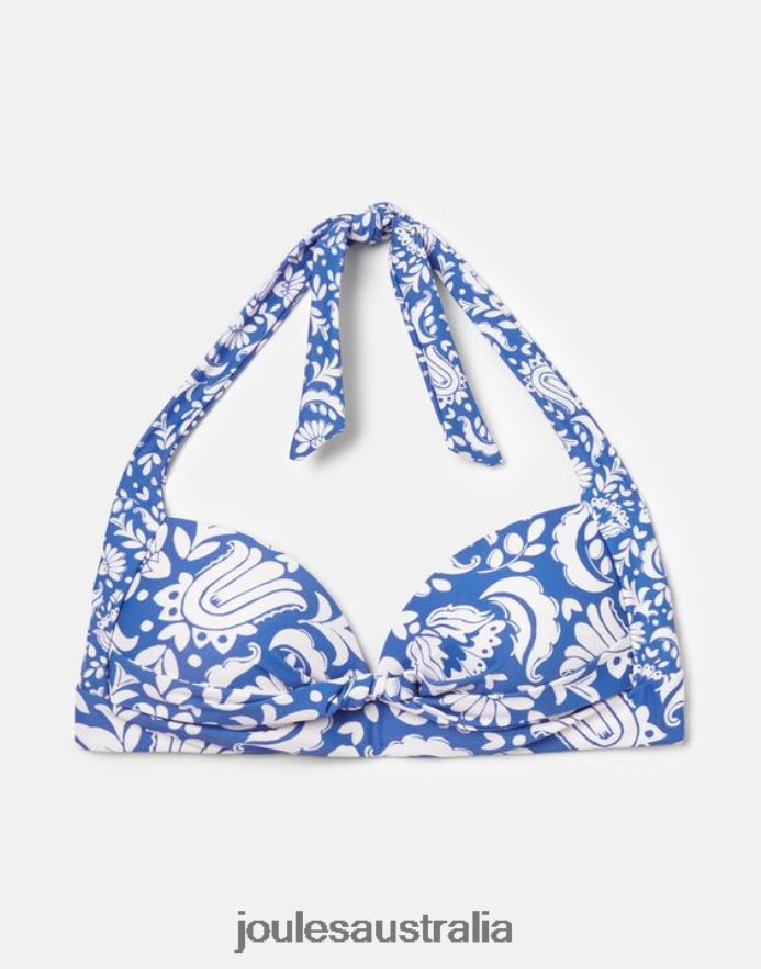 Joules Apparel Women Jasmine Bikini Top NVVNL131 BLUE MOSAIC