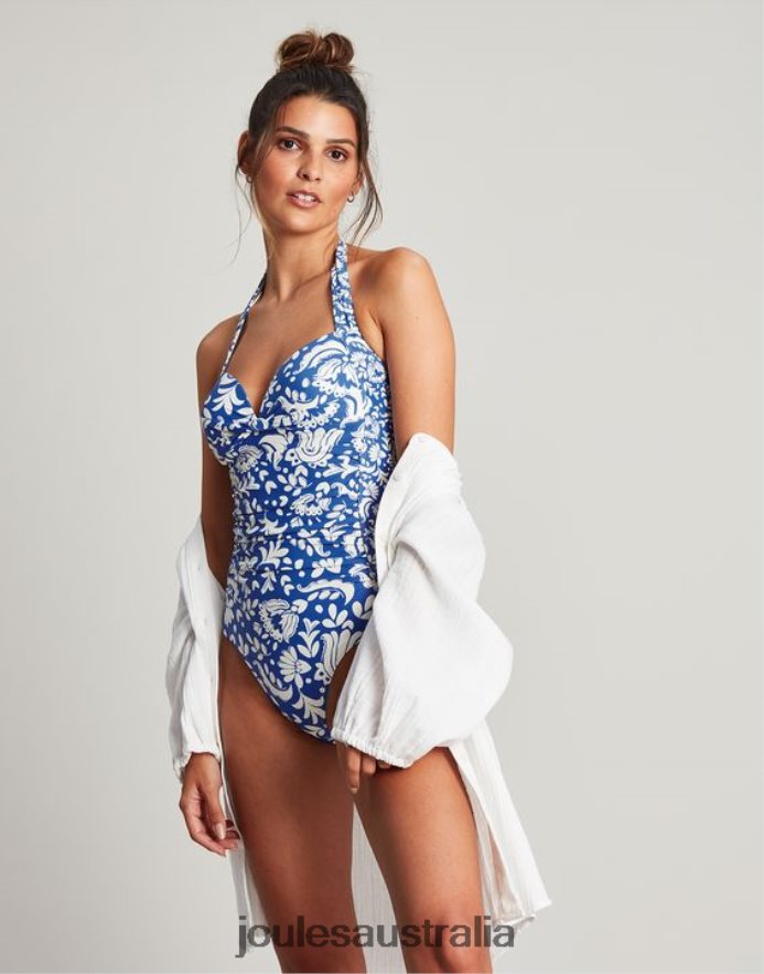 Joules Apparel Women Jasmine Swimsuit NVVNL104 BLUE MOSAIC