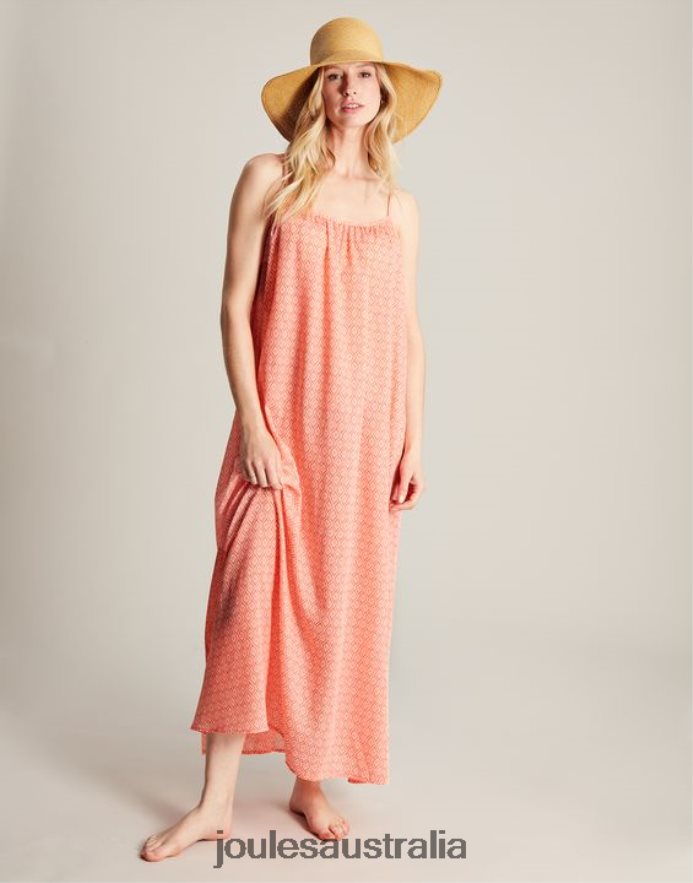 Joules Apparel Women Amanda Beach Dress NVVNL70 ORANGE DITSY