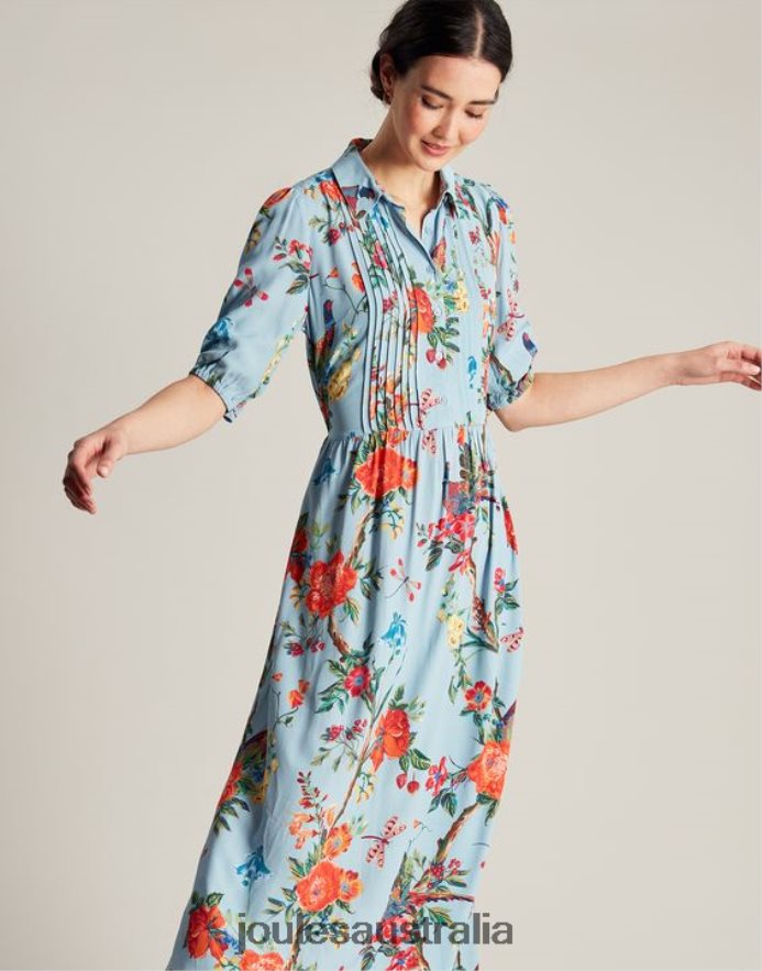 Joules Apparel Women Amberly Shirt Dress NVVNL12 BLUE FLORAL