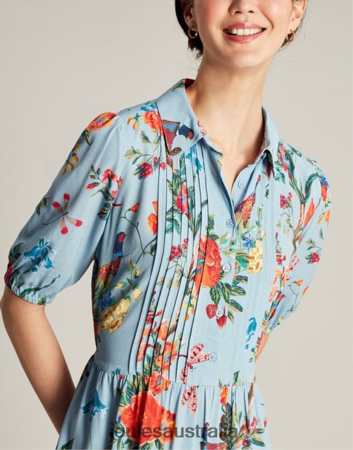 Joules Apparel Women Amberly Shirt Dress NVVNL12 BLUE FLORAL