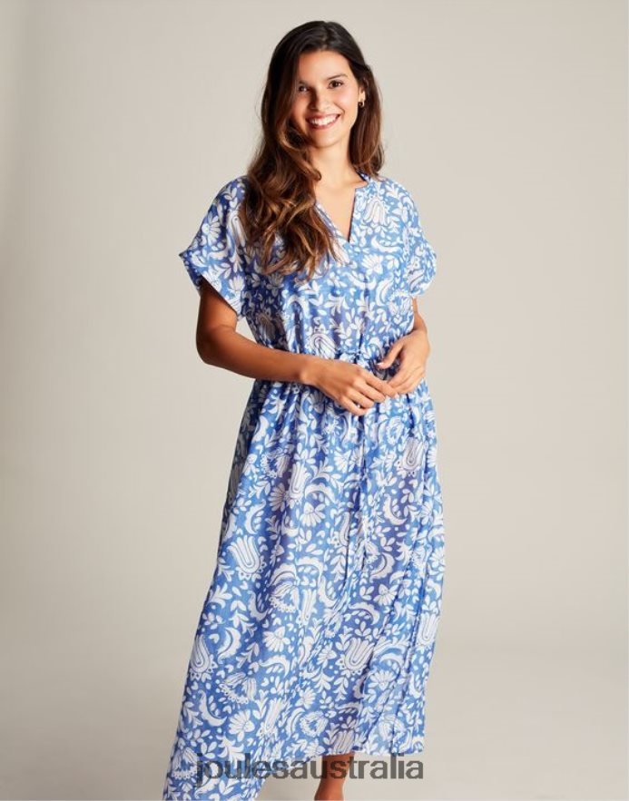 Joules Apparel Women Brooke Beach Dress NVVNL4 BLUE FLORAL