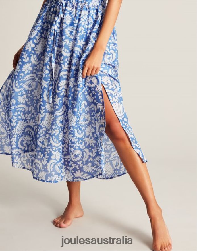 Joules Apparel Women Brooke Beach Dress NVVNL4 BLUE FLORAL