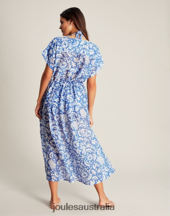 Joules Apparel Women Brooke Beach Dress NVVNL4 BLUE FLORAL