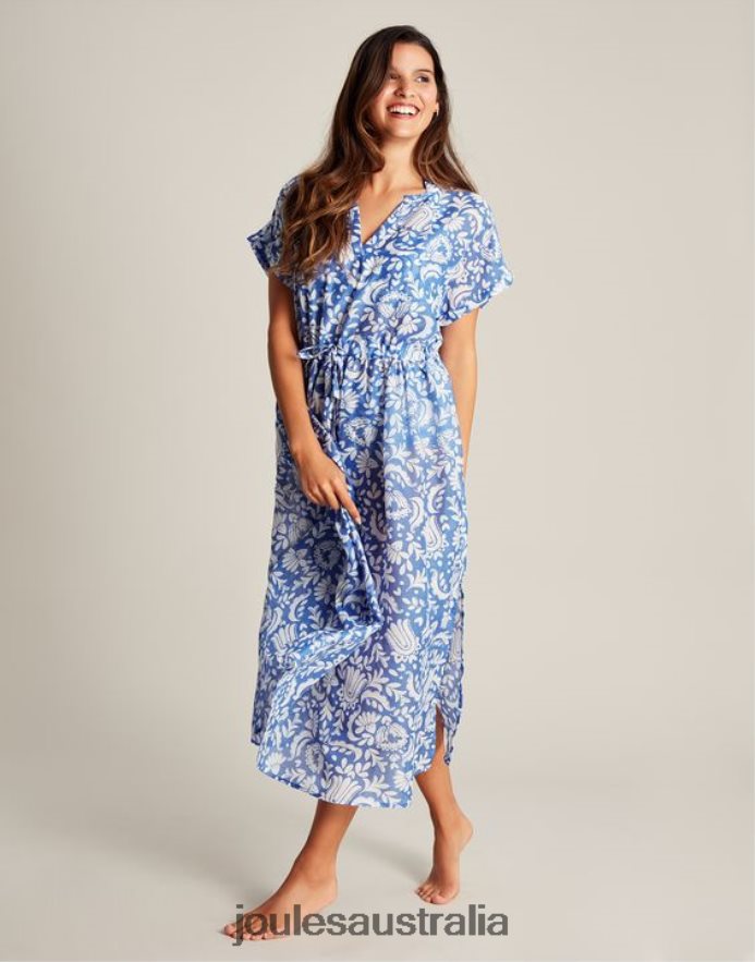 Joules Apparel Women Brooke Beach Dress NVVNL4 BLUE FLORAL