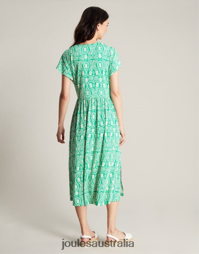 Joules Apparel Women Nia Jersey Dress NVVNL56 GREEN FLORAL