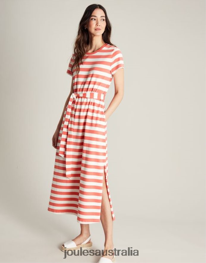 Joules Apparel Women Paloma Jersey long dress NVVNL55 PINK STRIPE