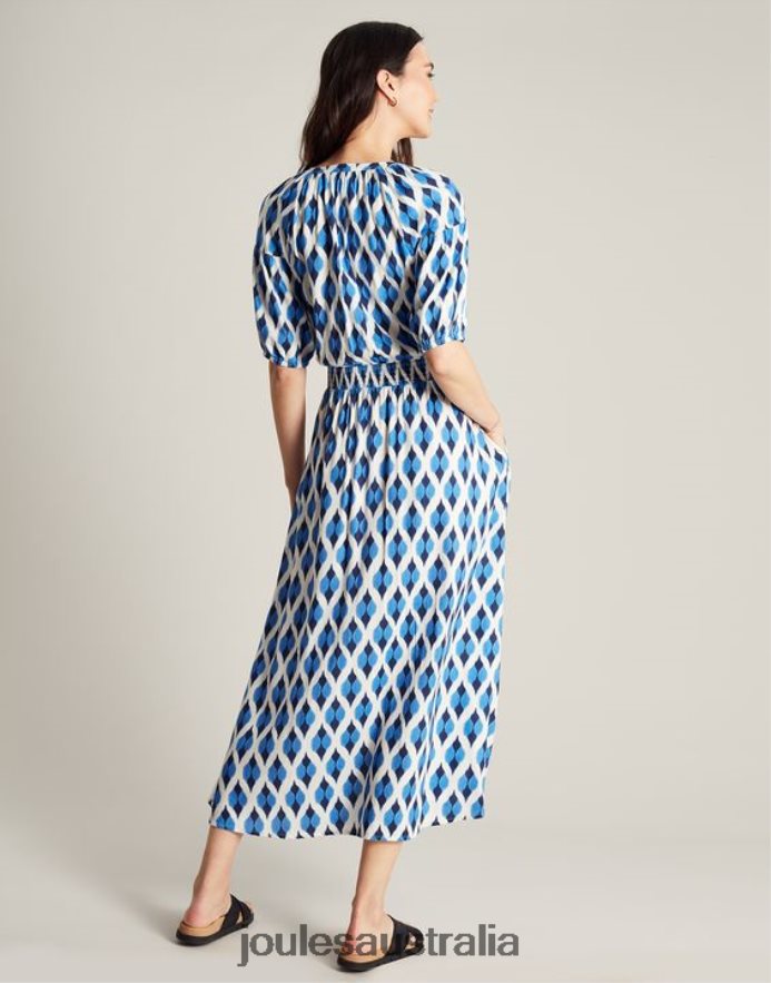 Joules Apparel Women Rochelle Dress NVVNL48 BLUE IKAT