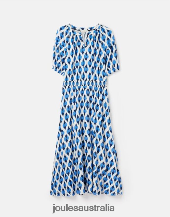 Joules Apparel Women Rochelle Dress NVVNL48 BLUE IKAT