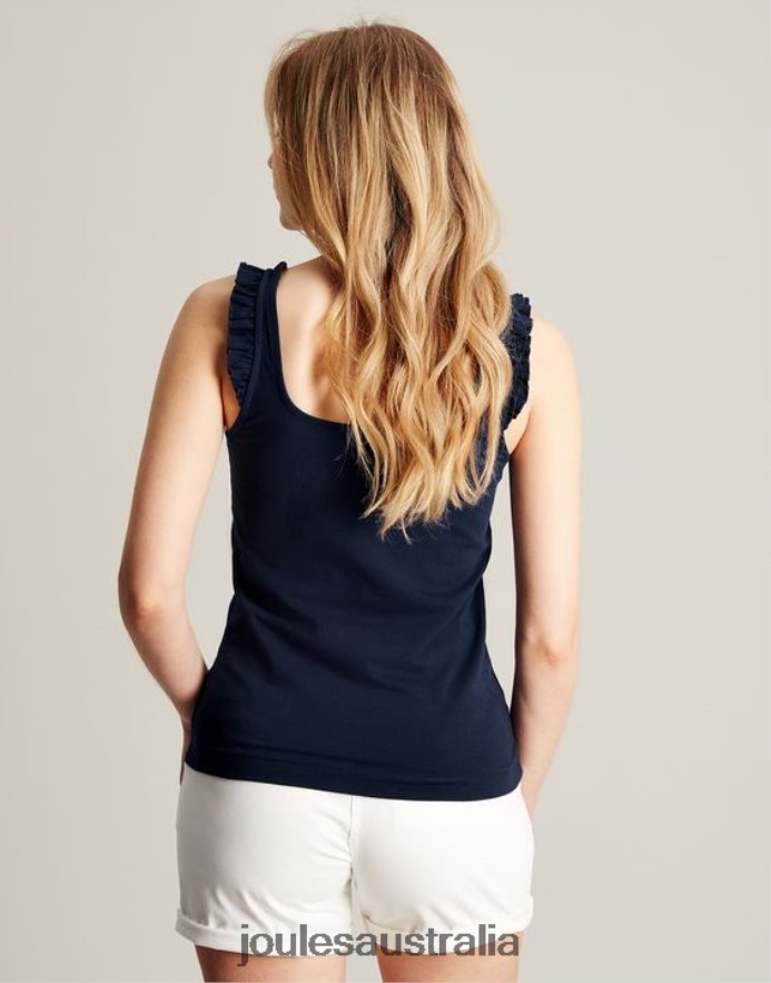 Joules Apparel Women Claire Frill Tank NVVNL119 FRENCH NAVY