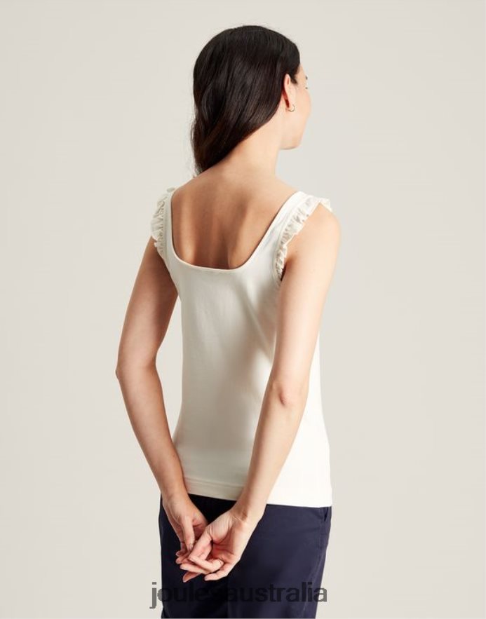 Joules Apparel Women Claire Frill Tank NVVNL130 CREAM