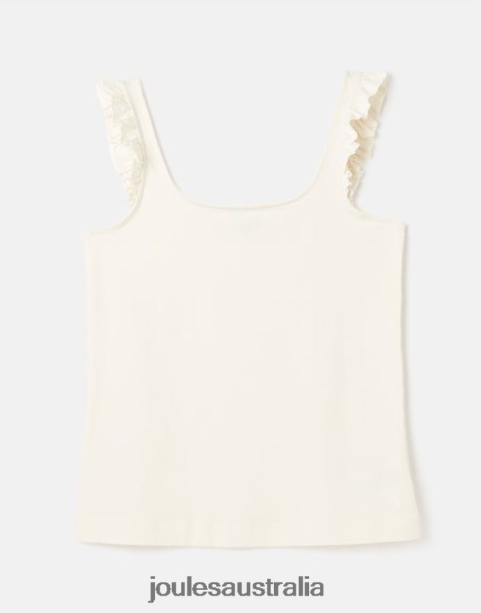 Joules Apparel Women Claire Frill Tank NVVNL130 CREAM