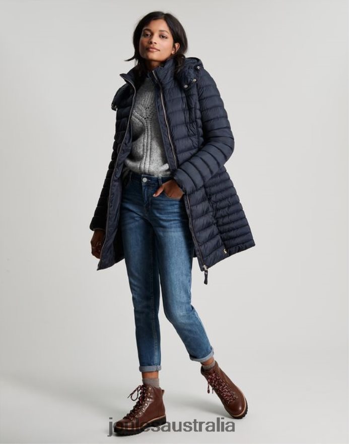 Joules Apparel Women Canterbury Long Coat NVVNL95 MARINE NAVY