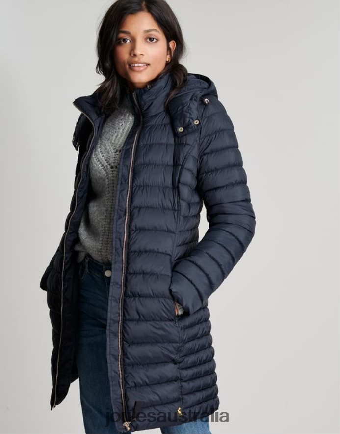 Joules Apparel Women Canterbury Long Coat NVVNL95 MARINE NAVY