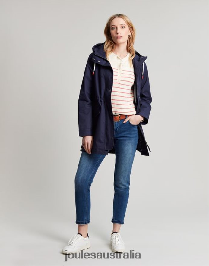 Joules Apparel Women Padstow Raincoat NVVNL8 FRENCH NAVY