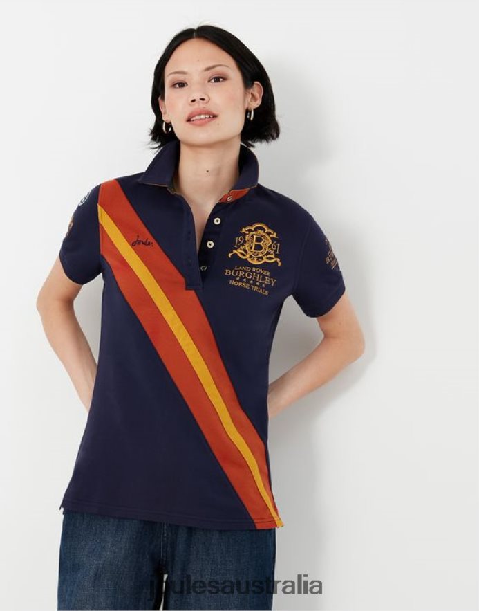 Joules Apparel Women Burghley Polo Shirt 2022 NVVNL135 FRENCH NAVY