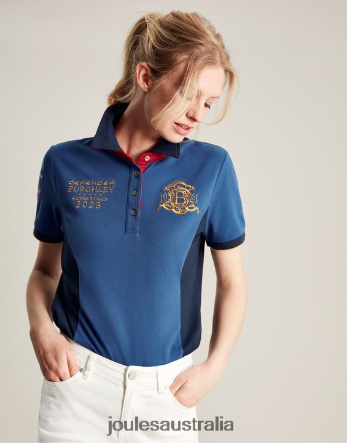 Joules Apparel Women Burghley Polo Shirt NVVNL114 DARK BLUE