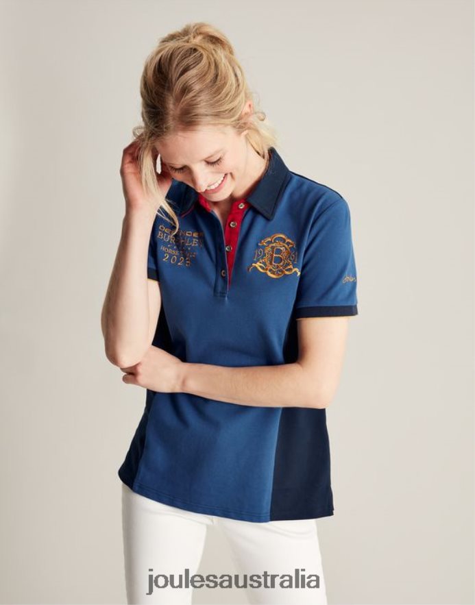 Joules Apparel Women Burghley Polo Shirt NVVNL114 DARK BLUE