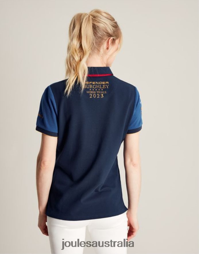 Joules Apparel Women Burghley Polo Shirt NVVNL114 DARK BLUE