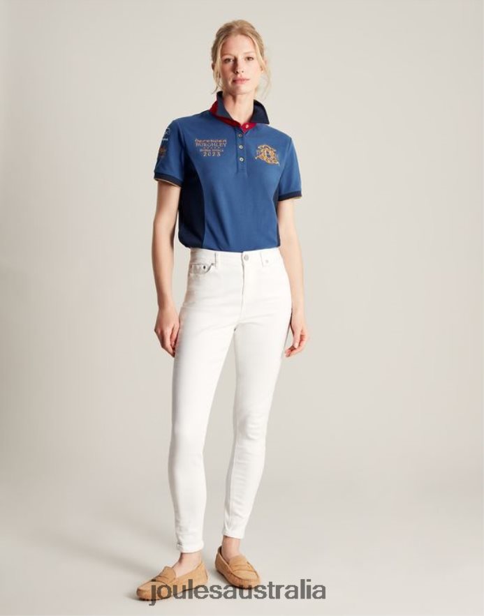 Joules Apparel Women Burghley Polo Shirt NVVNL114 DARK BLUE