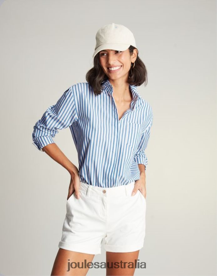 Joules Apparel Women Amilla Dropped Shoulder Shirt NVVNL3 BLUE STRIPE